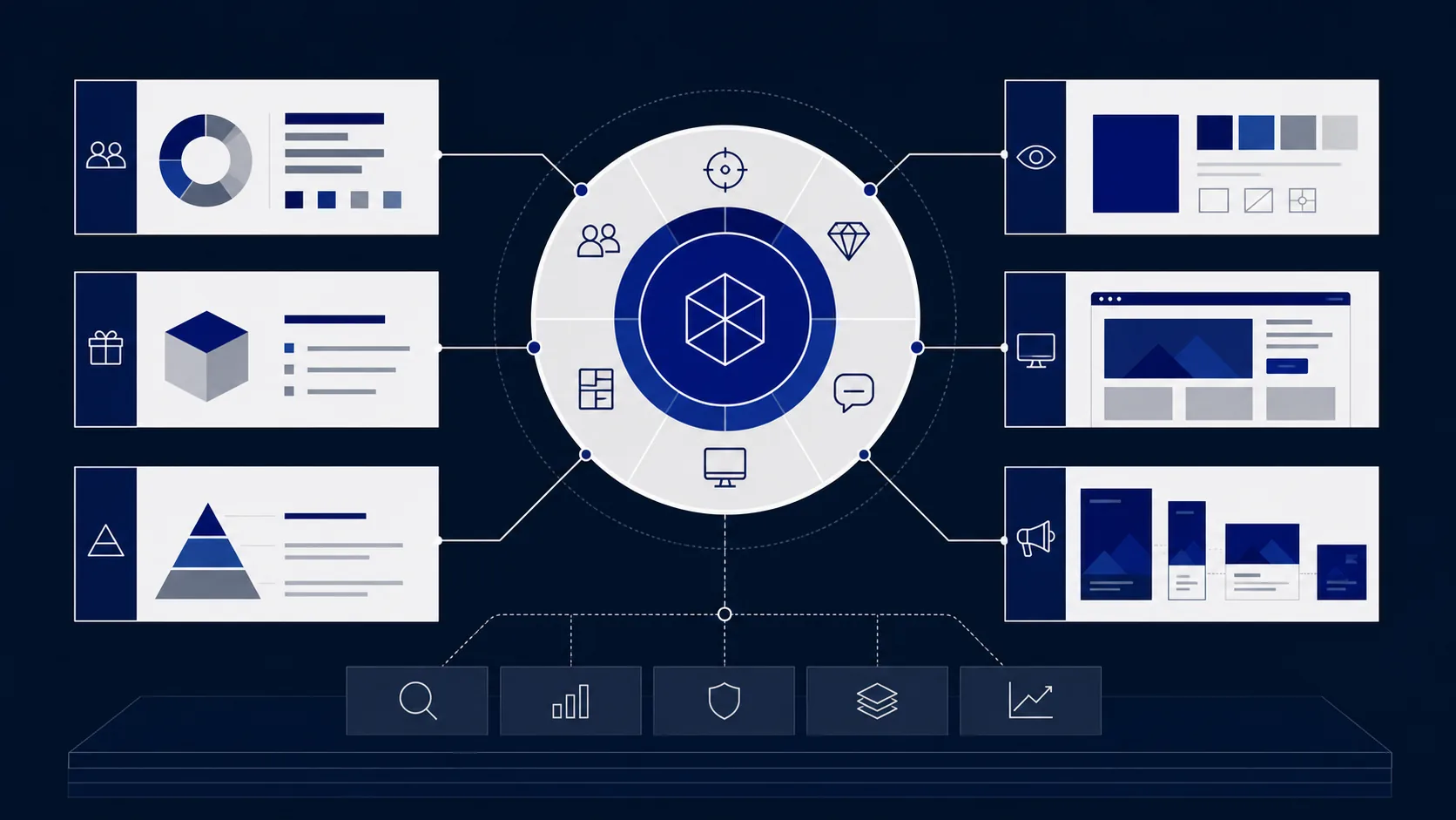 Aktyvus diagram connecting B2B positioning, messaging, visual identity, and buyer trust